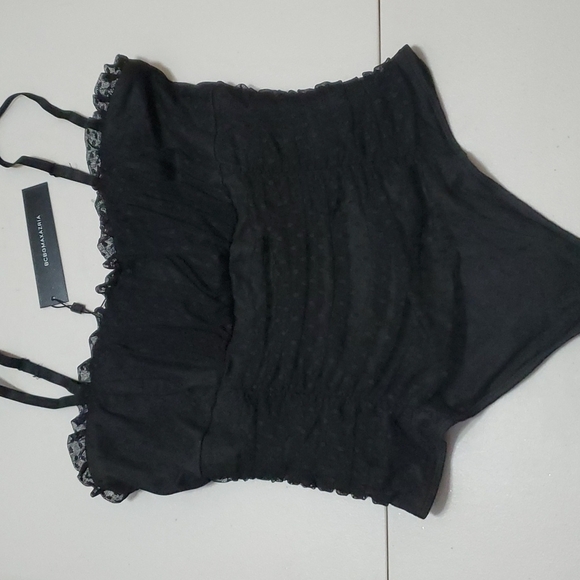 NWT BCBGMAXAZRIA BLACK TULLE BODYSUIT W/ADJUSTABLE STRAPS &SNAPS IN CROTCH SZ LG - Picture 7 of 16